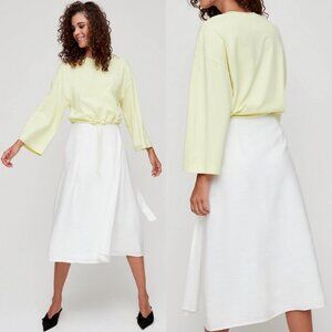 Aritzia Wilfred Yellow Axel Top Fluro Lime Cinched Size XS Long Sleeve Retro Top